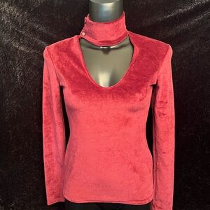 Natalia Romano NWT Women’s Red Velvet Turtleneck/V-Neck Top. Size S. L-6